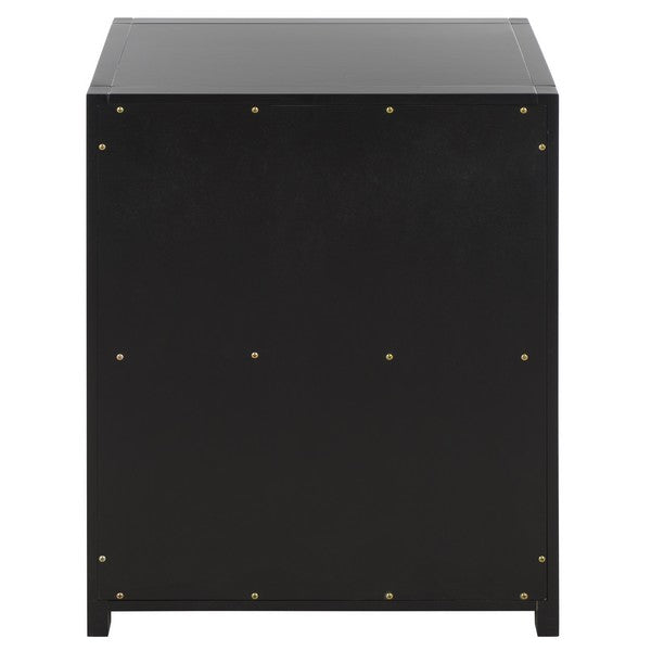 Sadie Wood Nightstand with 3 Drawer in Black