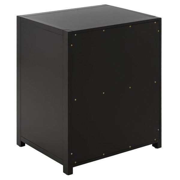 Sadie Wood Nightstand with 3 Drawer in Black