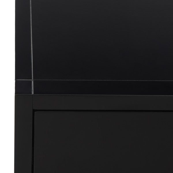 Sadie Wood Nightstand with 3 Drawer in Black