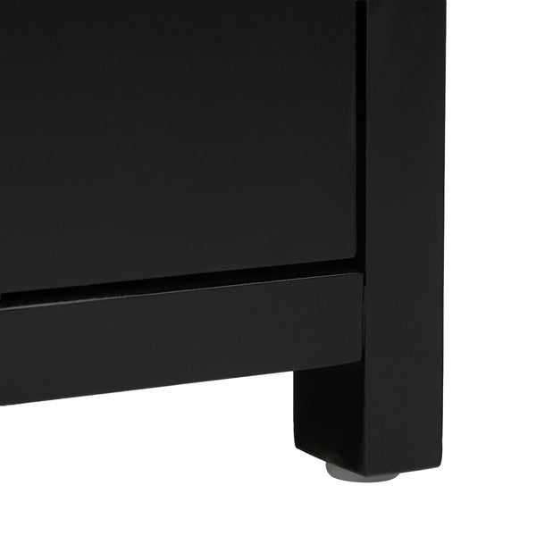 Sadie Wood Nightstand with 3 Drawer in Black