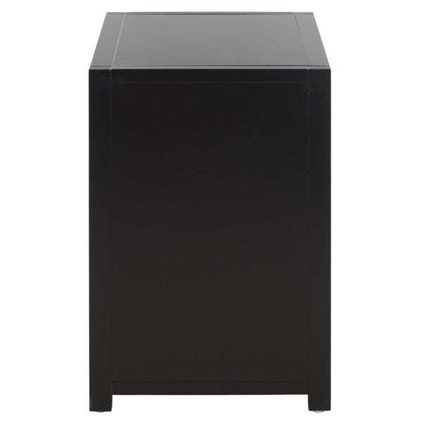 Sadie Wood Nightstand with 3 Drawer in Black