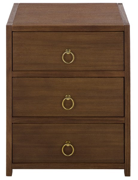 Sadie Wood Nightstand with 3 Drawer in Chocolate