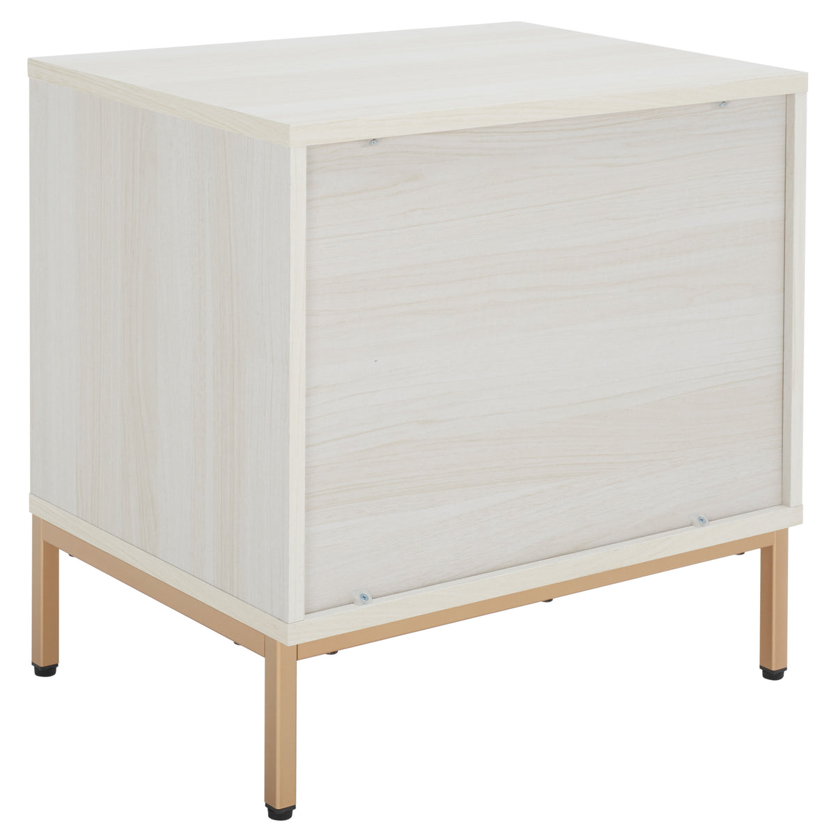 Lylia 2 Drawer Nightstand in Bleached White and Gold