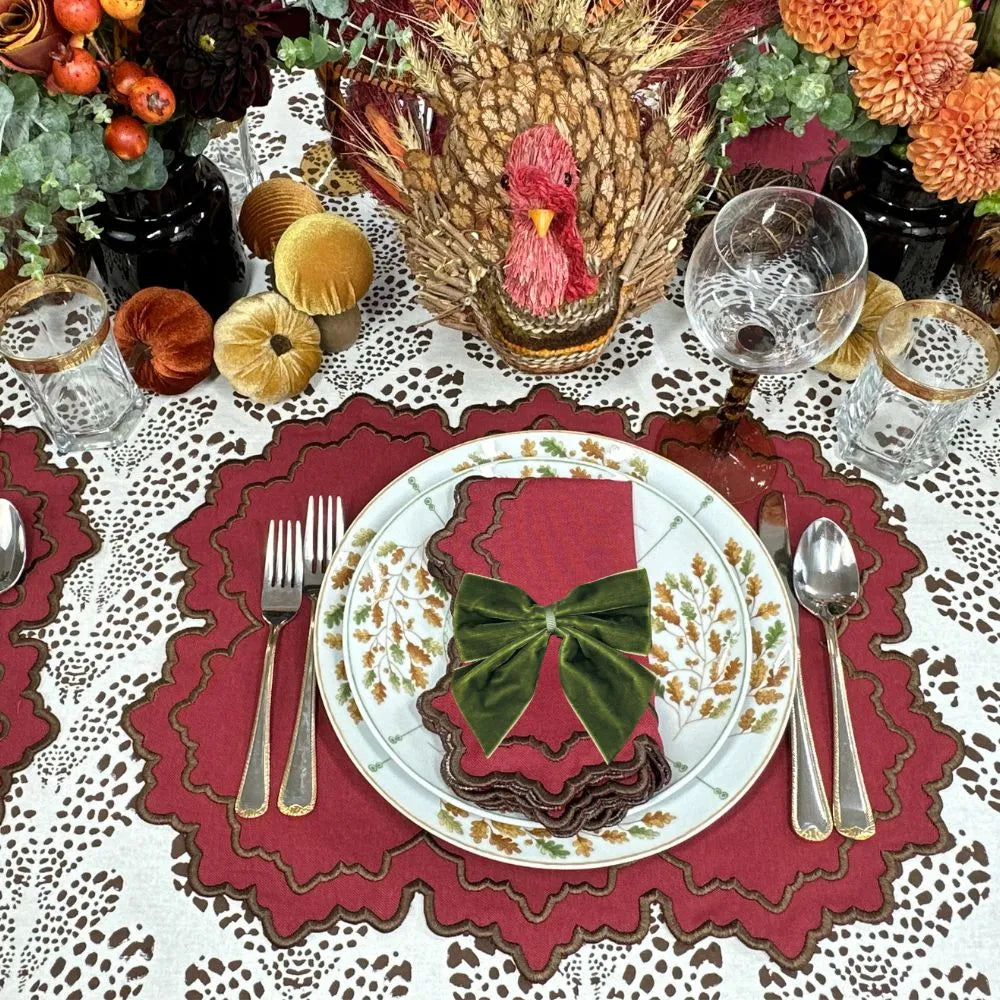 Velvet Bow Napkin Ties in Olive (Set of 4)