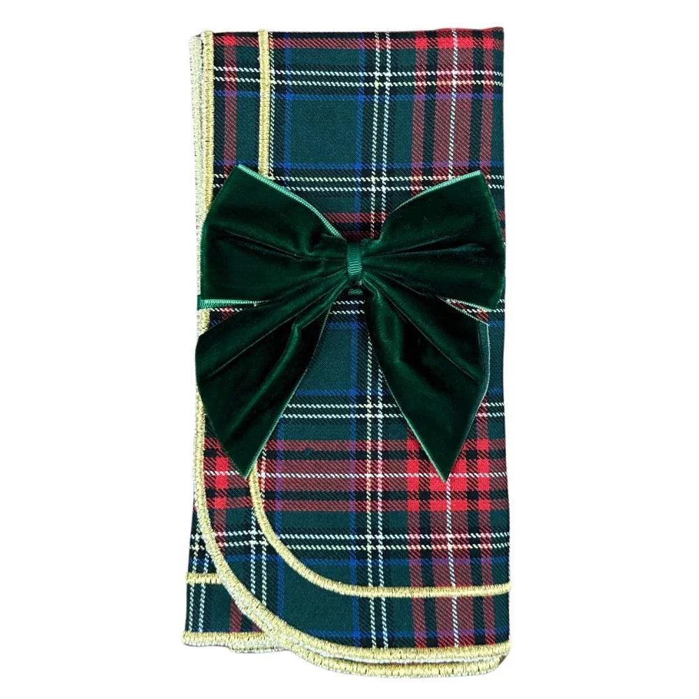 Dark Green: Velvet Bow Napkin Ties - (Set of 4) - The Mayfair Hall
