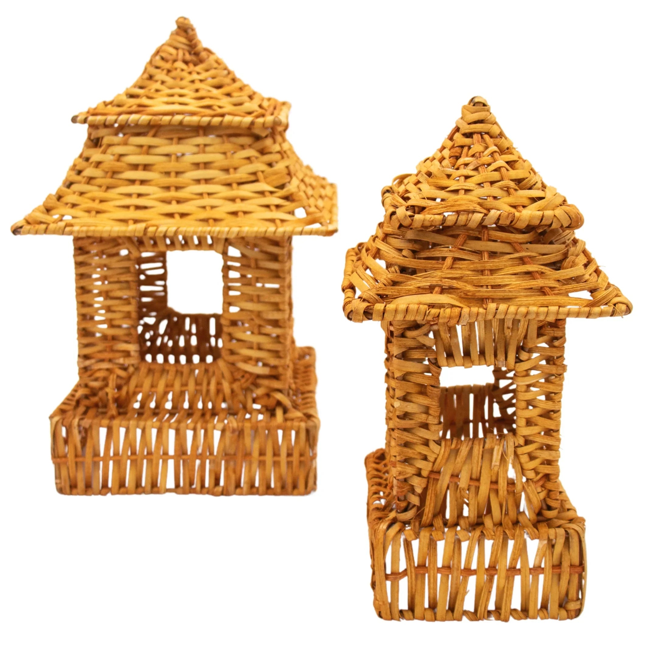 Natural Rattan Pagoda Set - 1 Large & 1 Small