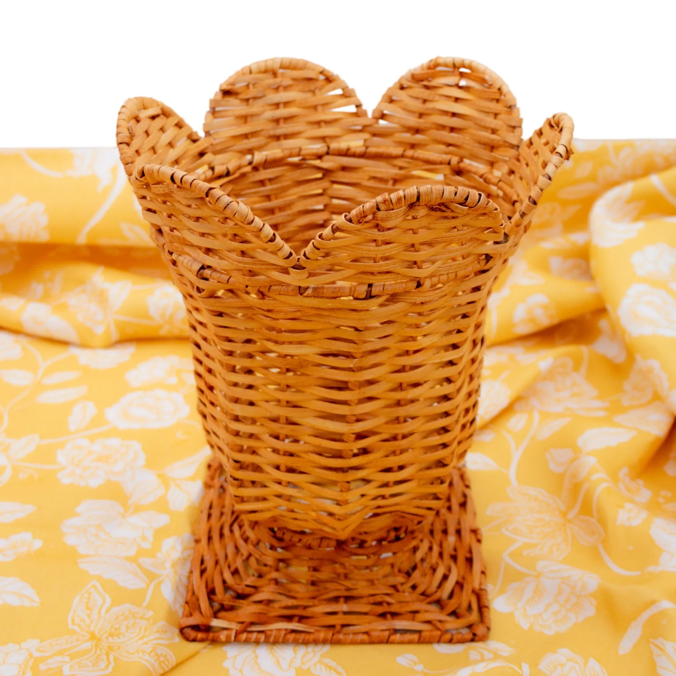 Handwoven Rattan Urn Vase in Natural