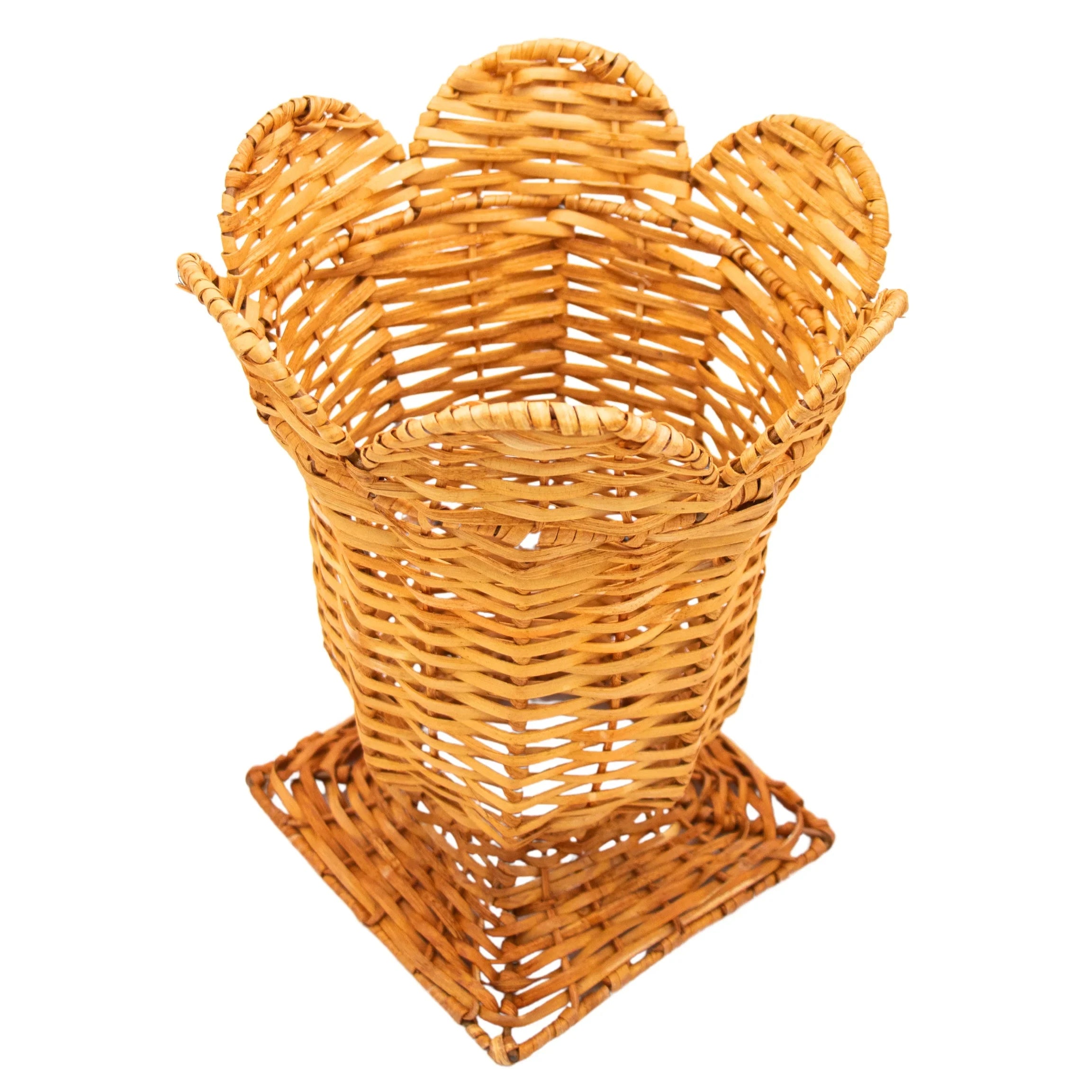 Handwoven Rattan Urn Vase in Natural