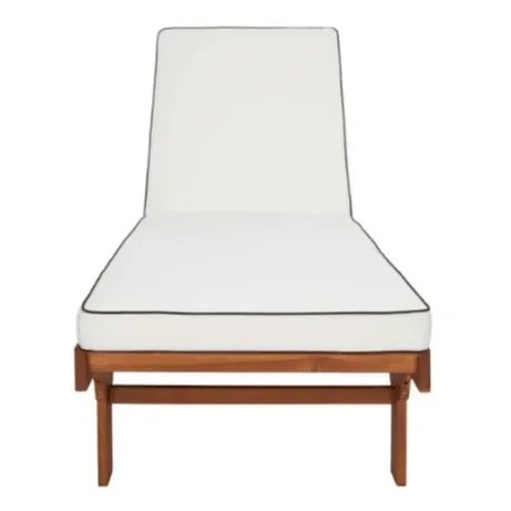 Newport Acacia Wood Outdoor Chaise Lounger in Natural and Beige - The Mayfair Hall