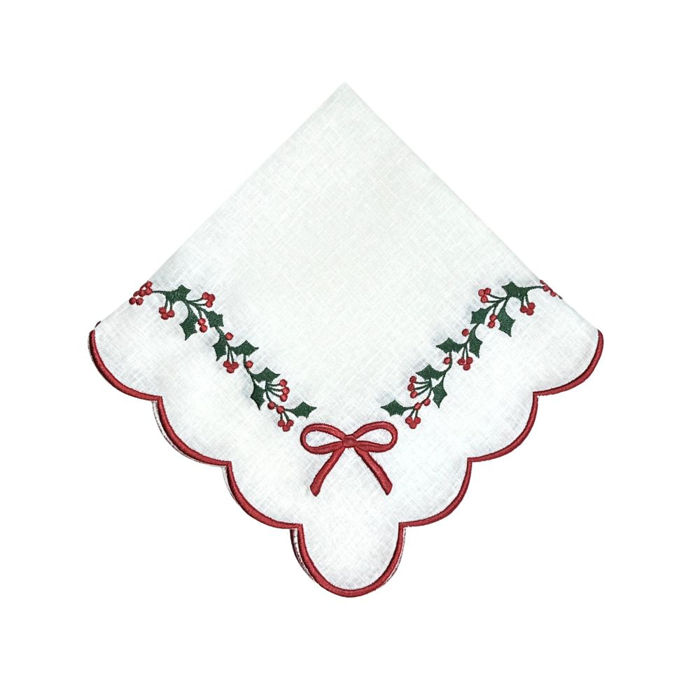 100% Linen - Studio Collection: Holly & Bows - Napkin (Set of 4)
