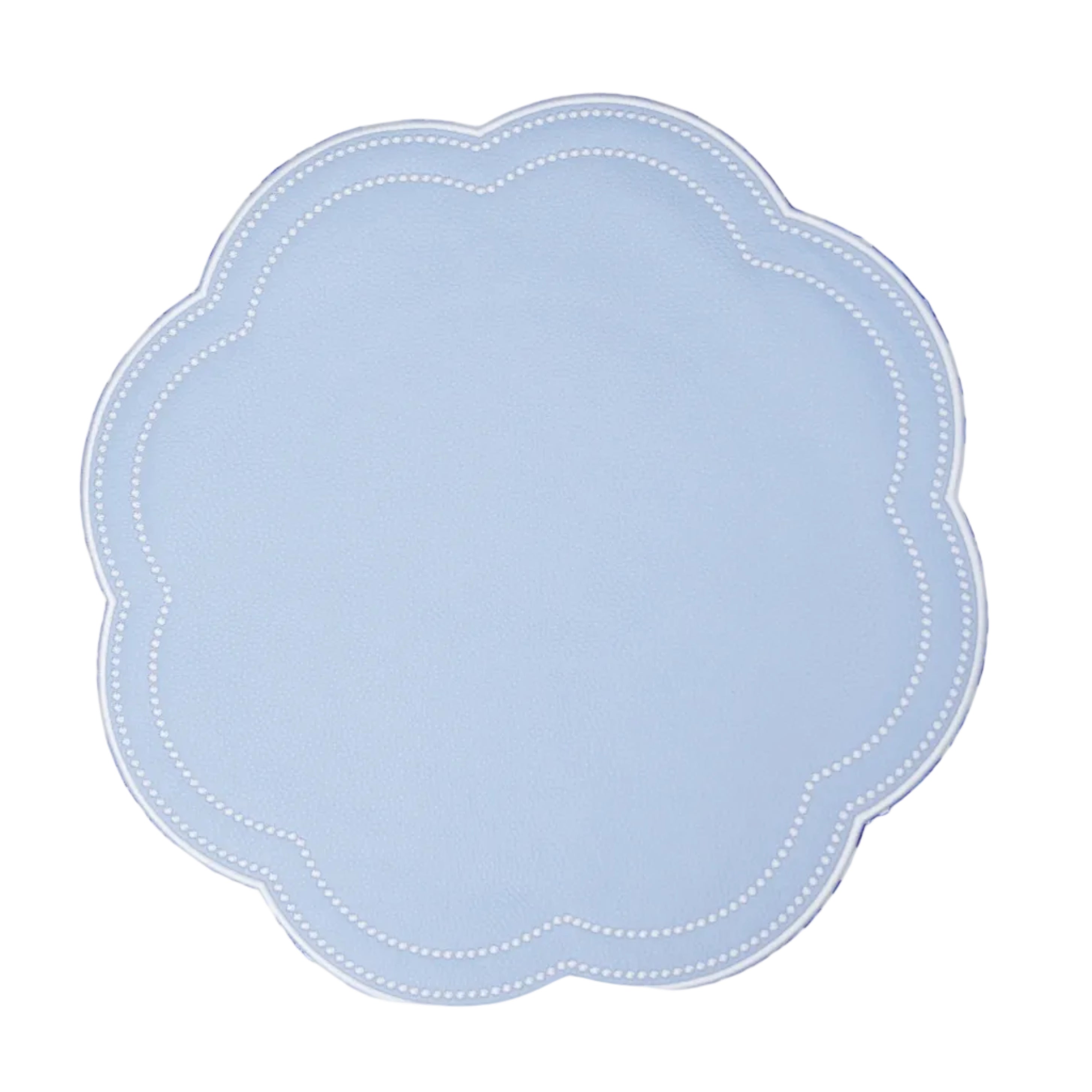 NURTURE SKY BLUE SCALLOPED FAUX LEATHER PLACEMAT