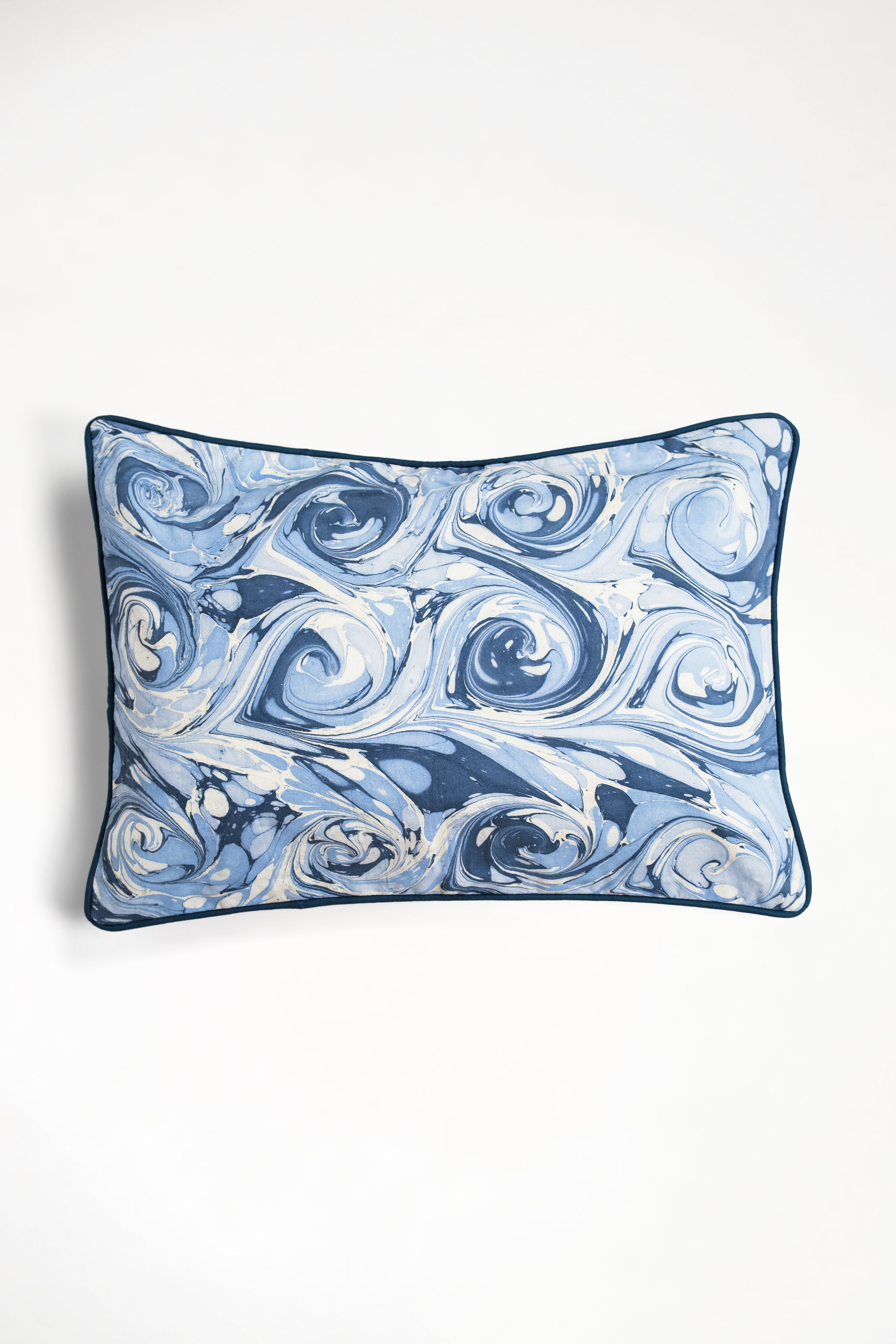 Ocean Wave Hand-Marbled Pillow, 14x20