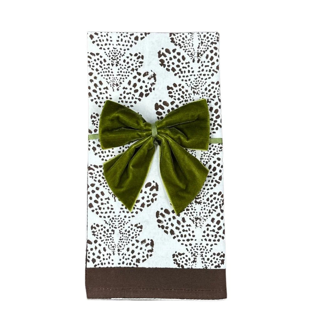 Velvet Bow Napkin Ties in Olive (Set of 4)