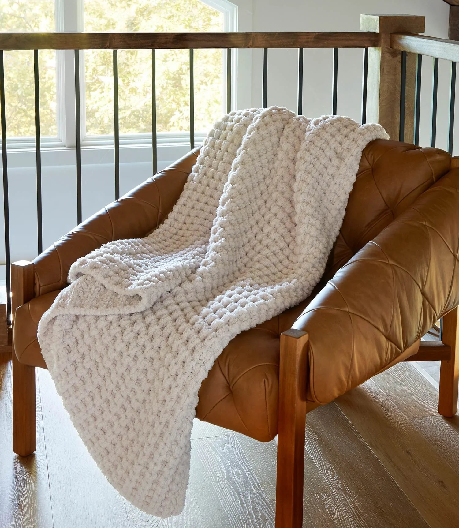 Cozy White or Linen Knit Throw Blanket