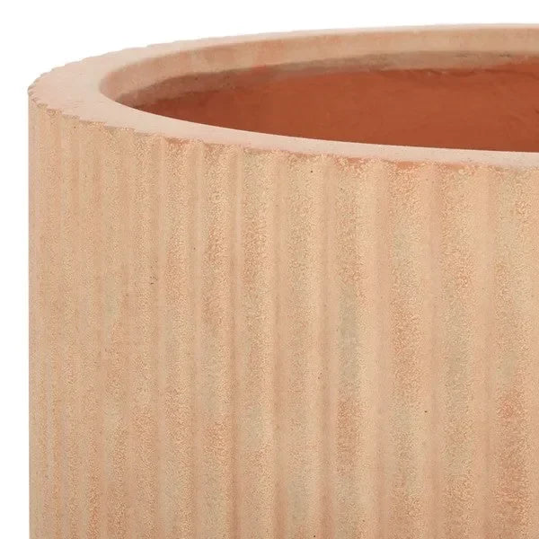 Lucca Terracotta Ficonstone Planter with Vertical Stripes (Set of 2) - The Mayfair Hall
