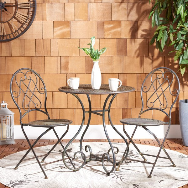 Adriel 3 Piece Iron Bistro Set in Antique Black