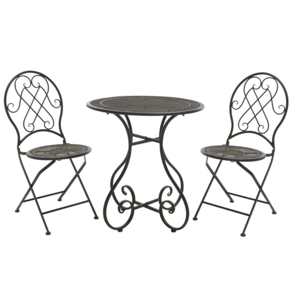Adriel 3 Piece Iron Bistro Set in Antique Black