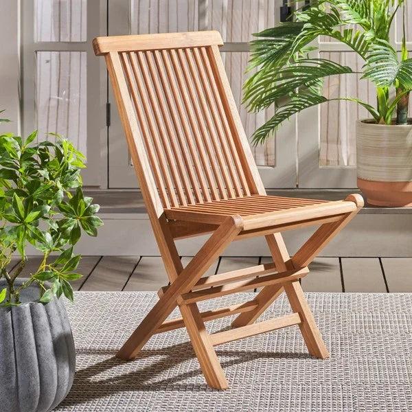 Holly Teak Wood Outdoor Folding Chair in Natural