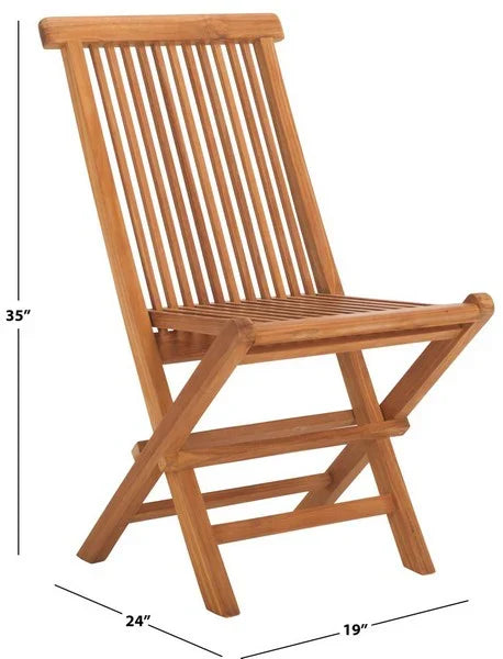Holly Teak Wood Outdoor Folding Chair in Natural
