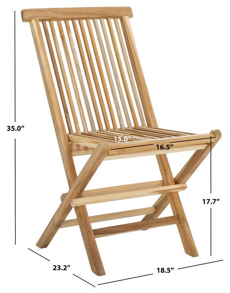 Marcus Teak Patio Folding Chair in Natural (Set of 2)