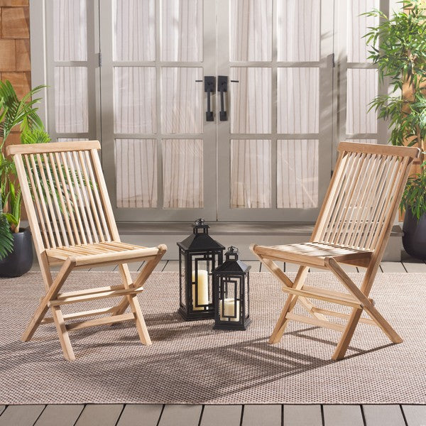 Marcus Teak Patio Folding Chair in Natural (Set of 2)