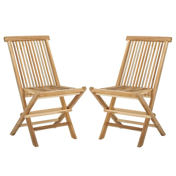 Marcus Teak Patio Folding Chair in Natural (Set of 2)
