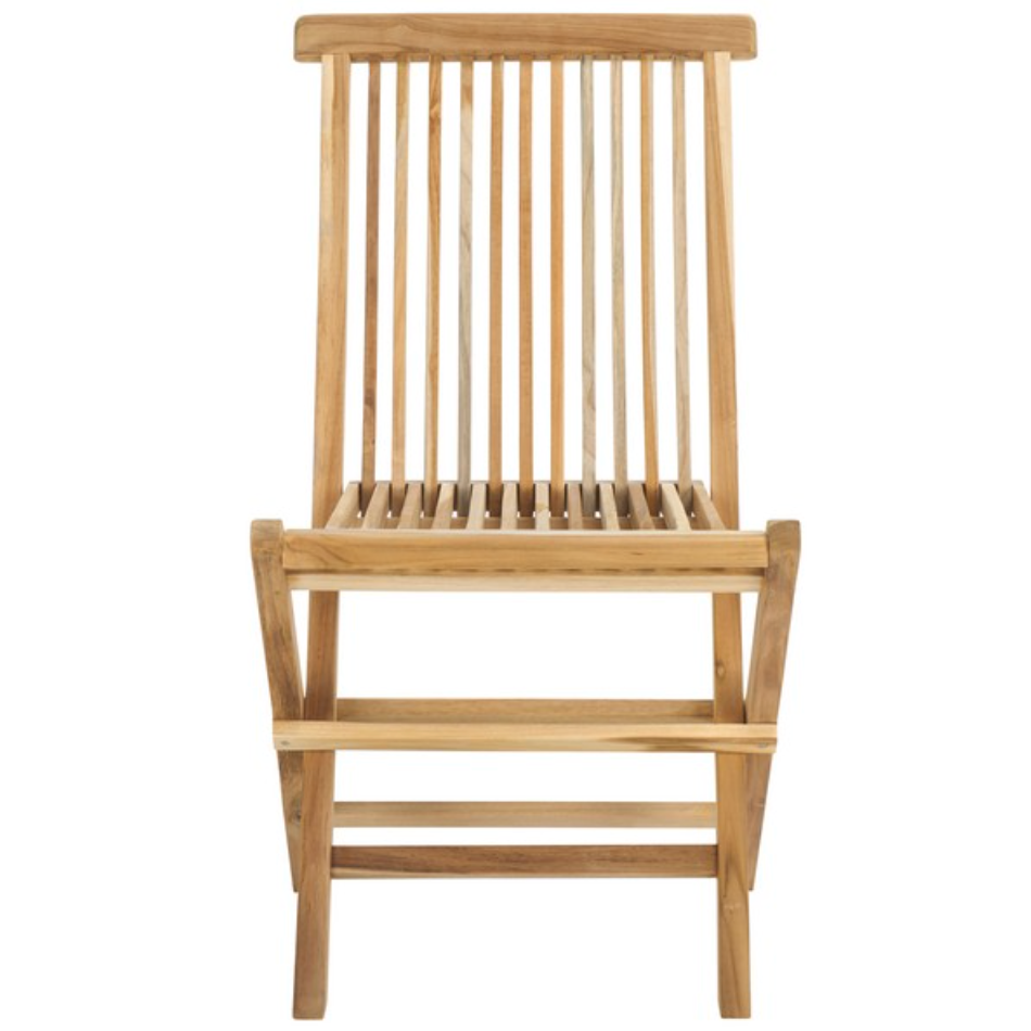 Marcus Teak Patio Folding Chair in Natural (Set of 2)