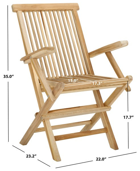 Marcus Teak Folding Patio Armchair in Natural (Set of 2)