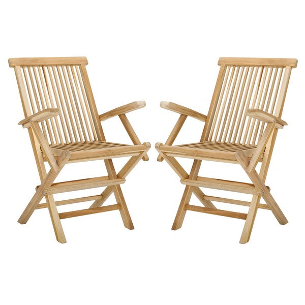 Marcus Teak Folding Patio Armchair in Natural (Set of 2)