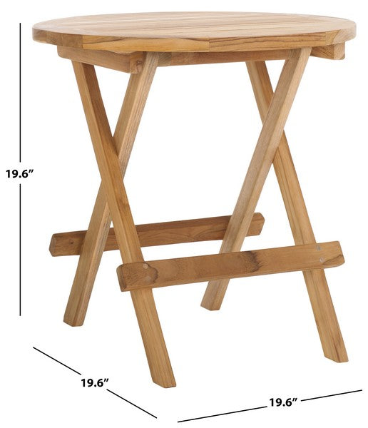 Rory Teak Outdoor Folding Round Table in Natural