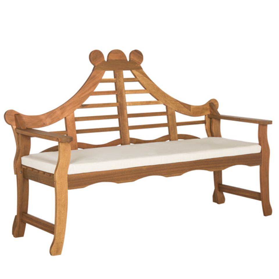Azusa Acacia Garden Bench in Natural with Beige