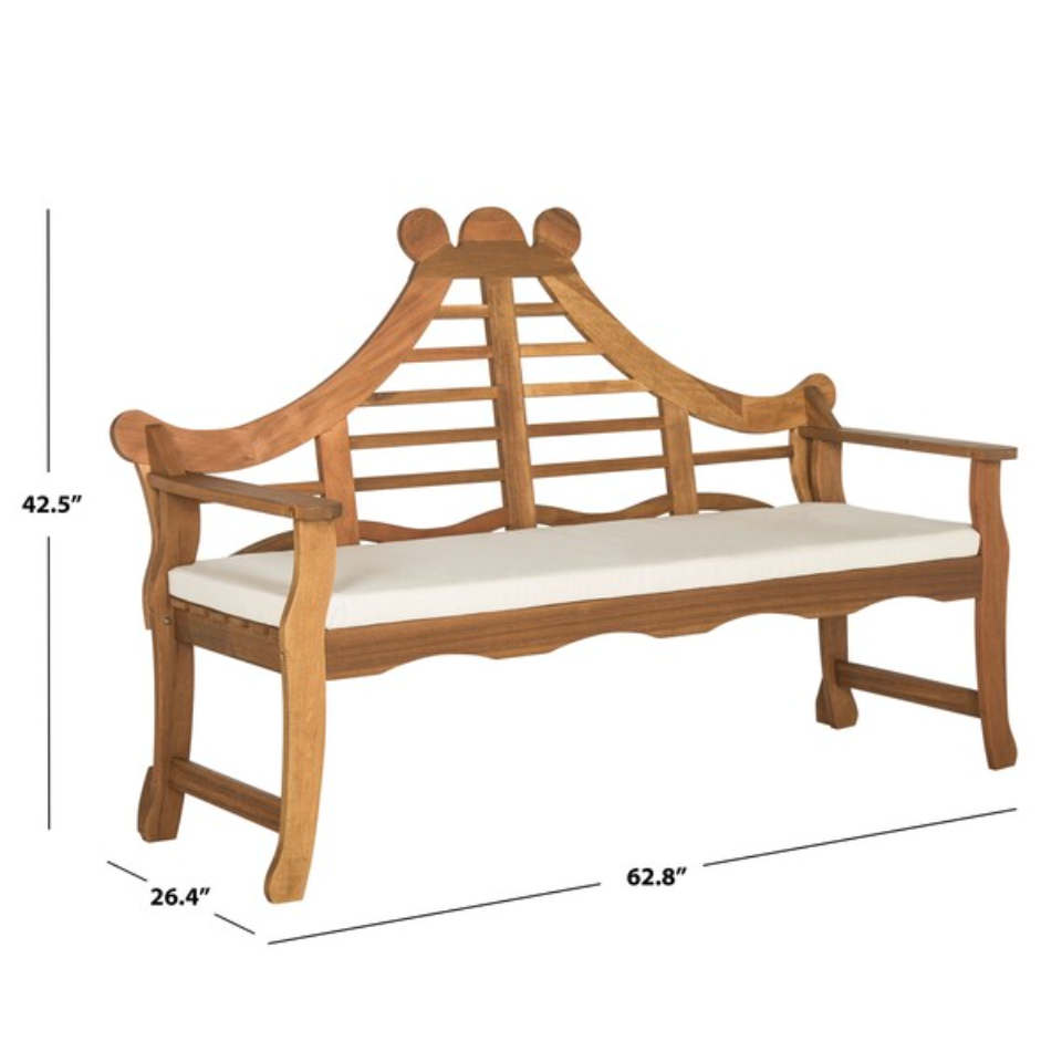 Azusa Acacia Garden Bench in Natural with Beige