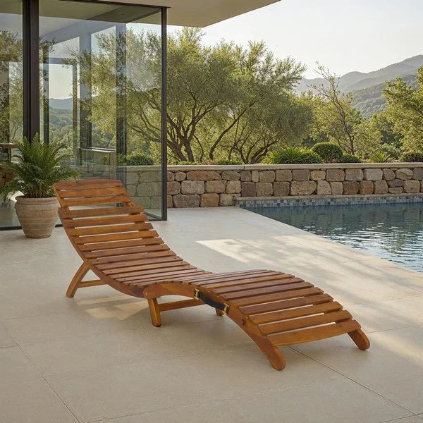 Fanty Acacia Folding Sunlounger in Teak