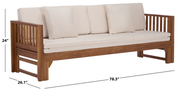 Napoli Acacia Daybed in Teak Brown with Cream Cushion
