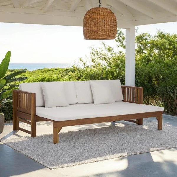 Napoli Acacia Daybed in Teak Brown with Cream Cushion