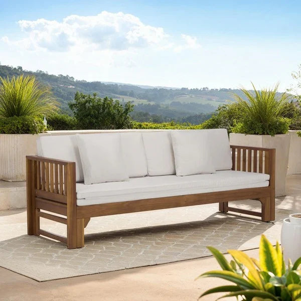 Napoli Acacia Daybed in Teak Brown with Cream Cushion