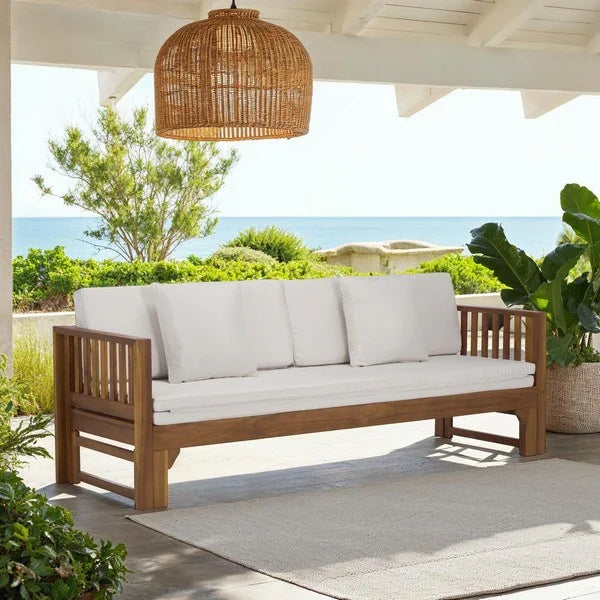 Napoli Acacia Daybed in Teak Brown with Cream Cushion