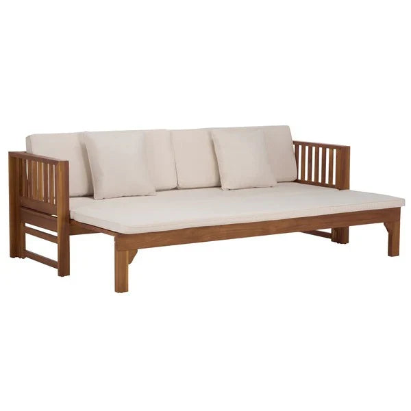 Napoli Acacia Daybed in Teak Brown with Cream Cushion