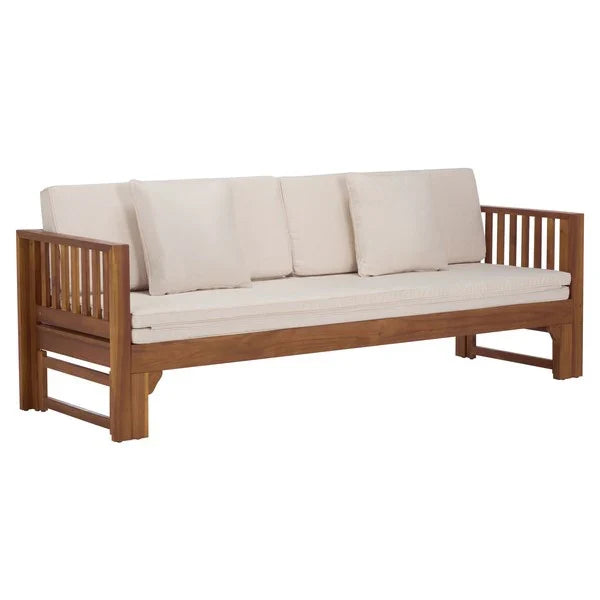 Napoli Acacia Daybed in Teak Brown with Cream Cushion