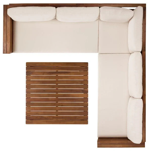 Napoli Acacia Outdoor Sofa in Teak Brown with Cream Cushion