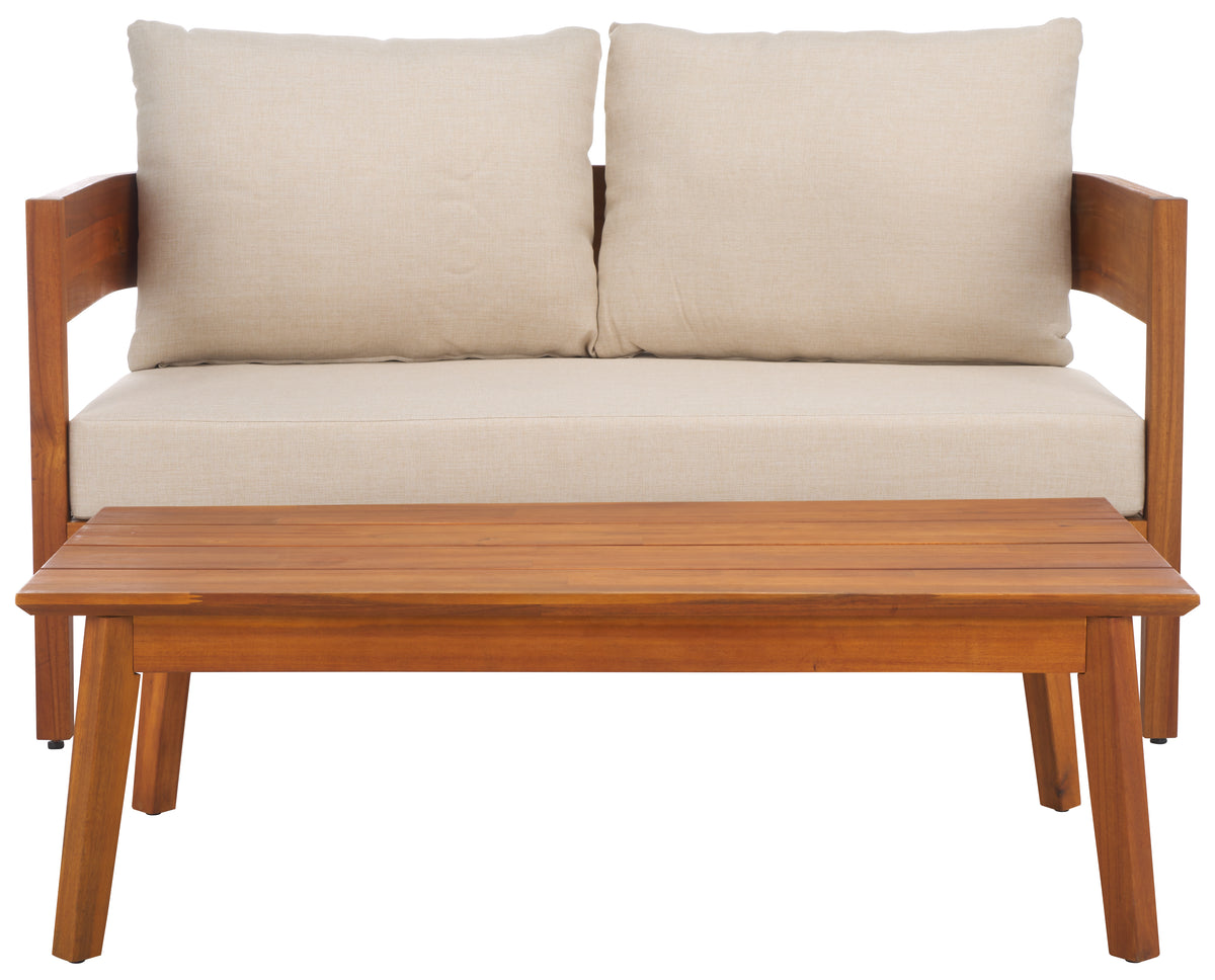 Theo Loveseat Table in Natural and Taupe
