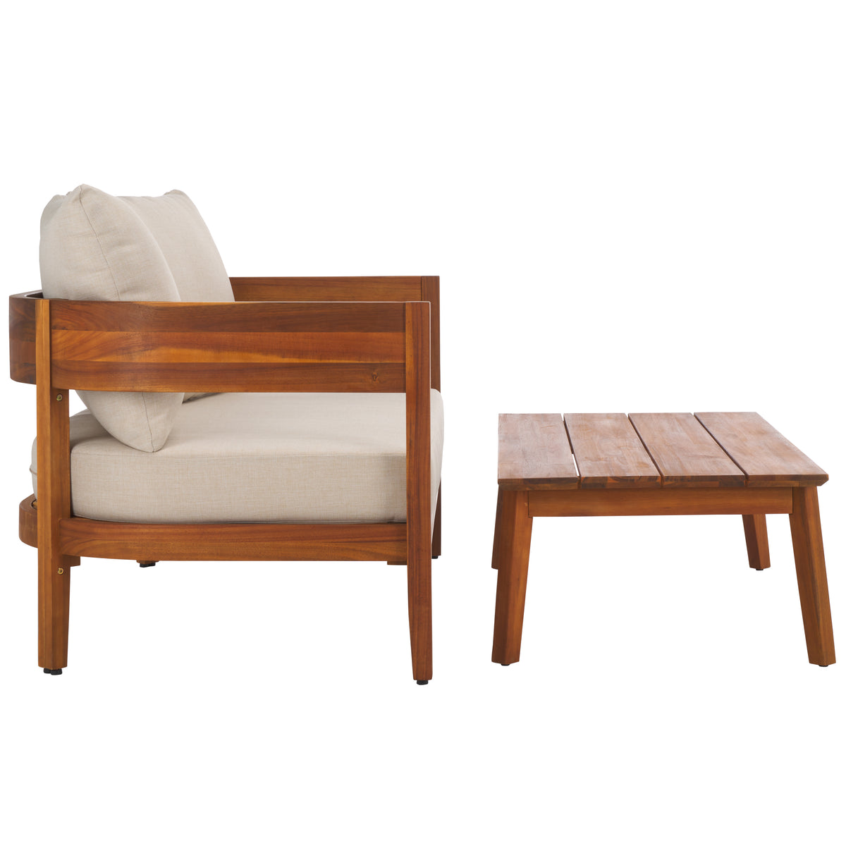 Theo Loveseat Table in Natural and Taupe