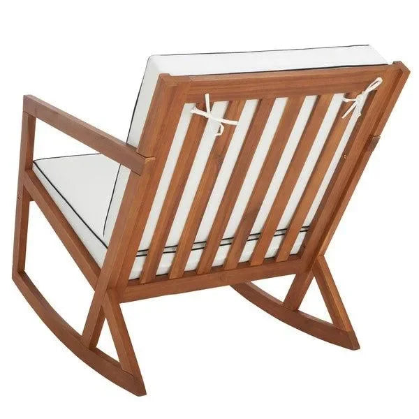 Vernon Acacia Wood Rocking Chair in Natural and Beige - The Mayfair Hall