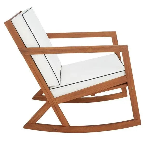 Vernon Acacia Wood Rocking Chair in Natural and Beige - The Mayfair Hall