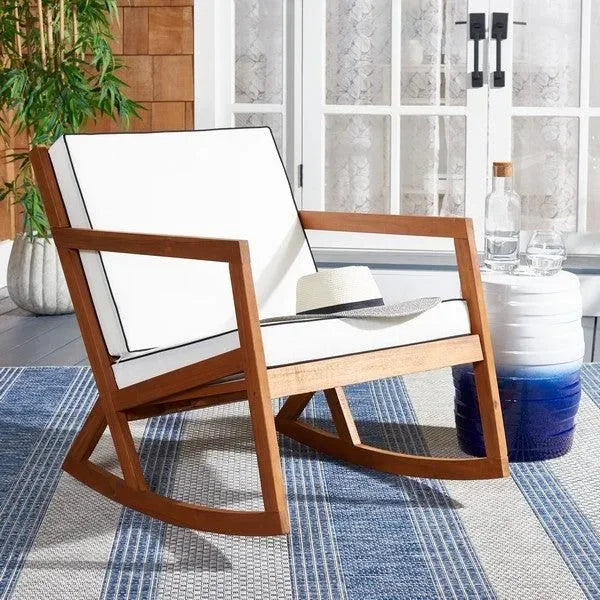 Vernon Acacia Wood Rocking Chair in Natural and Beige - The Mayfair Hall