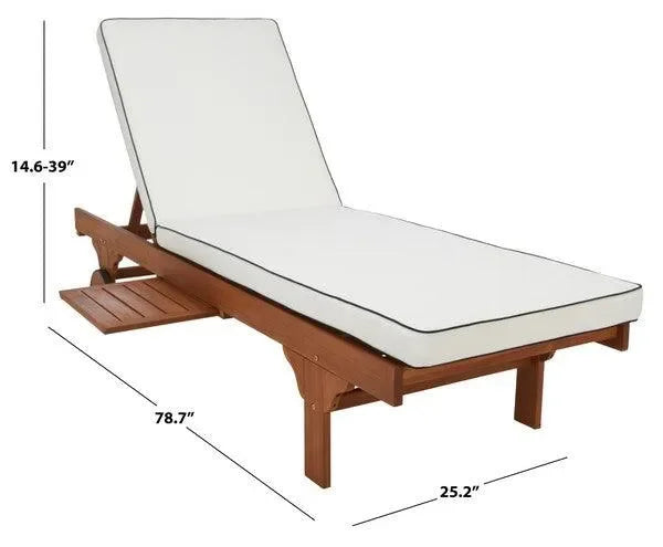 Newport Acacia Wood Outdoor Chaise Lounger in Natural and Beige - The Mayfair Hall