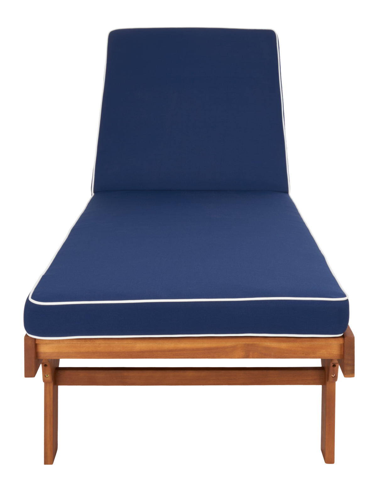 Newport Chaise Lounge in Natural with Navy Cushion and White Piping