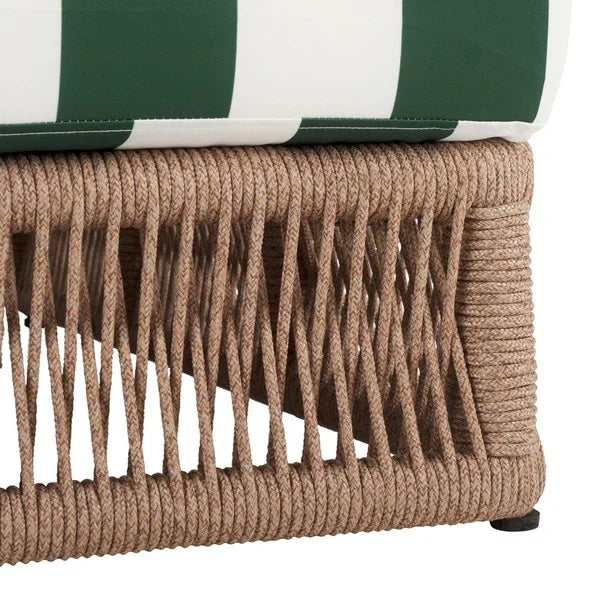 Gillian Woven Rope Outdoor Chaise Loungers in Heather Tan and Hunter Green - The Mayfair Hall