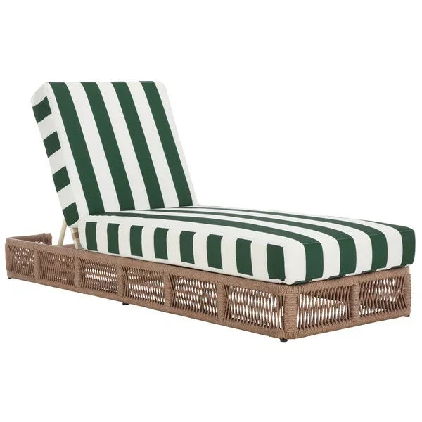 Gillian Woven Rope Outdoor Chaise Loungers in Heather Tan and Hunter Green - The Mayfair Hall