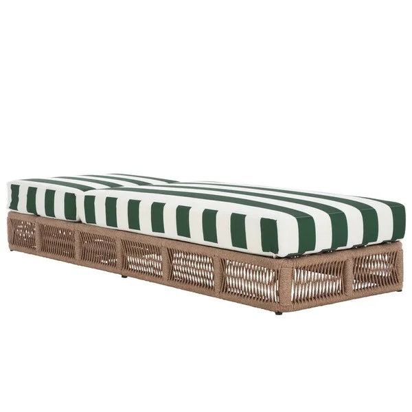 Gillian Woven Rope Outdoor Chaise Loungers in Heather Tan and Hunter Green - The Mayfair Hall